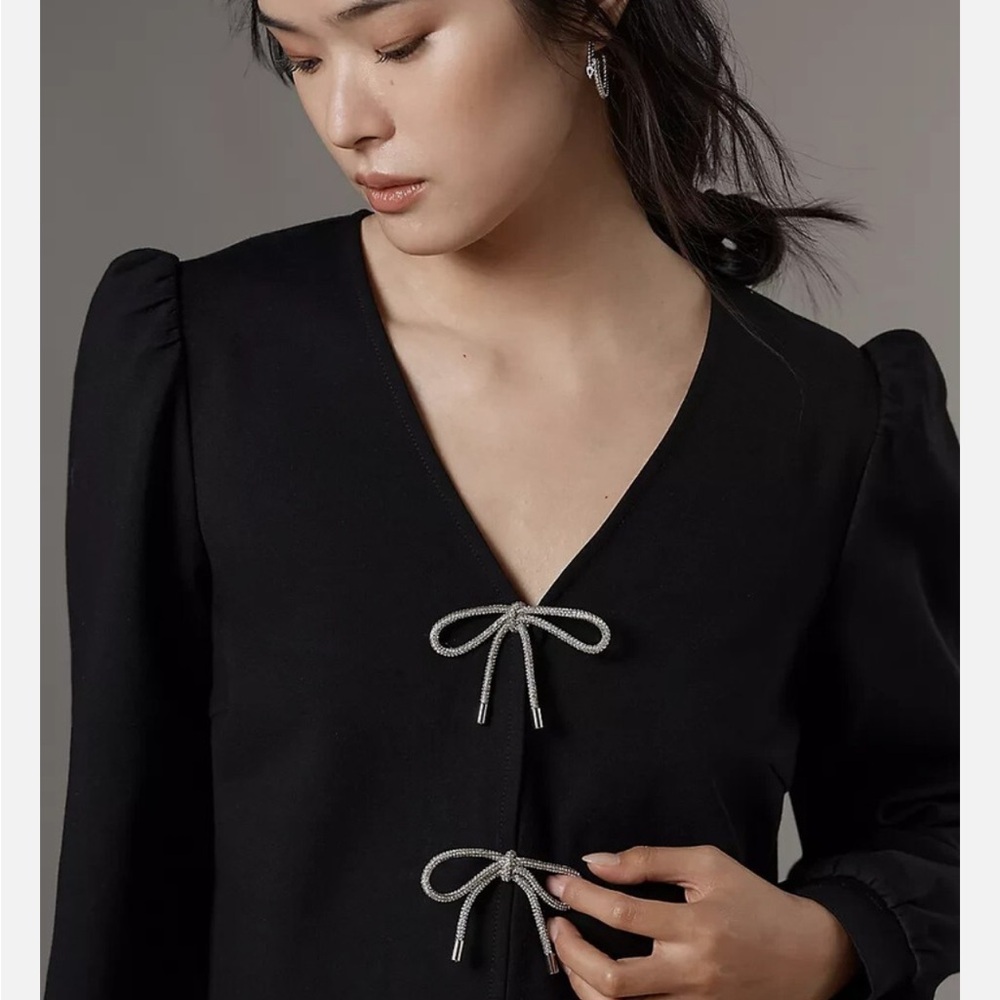 Elegant Black jacket  with Bow Details